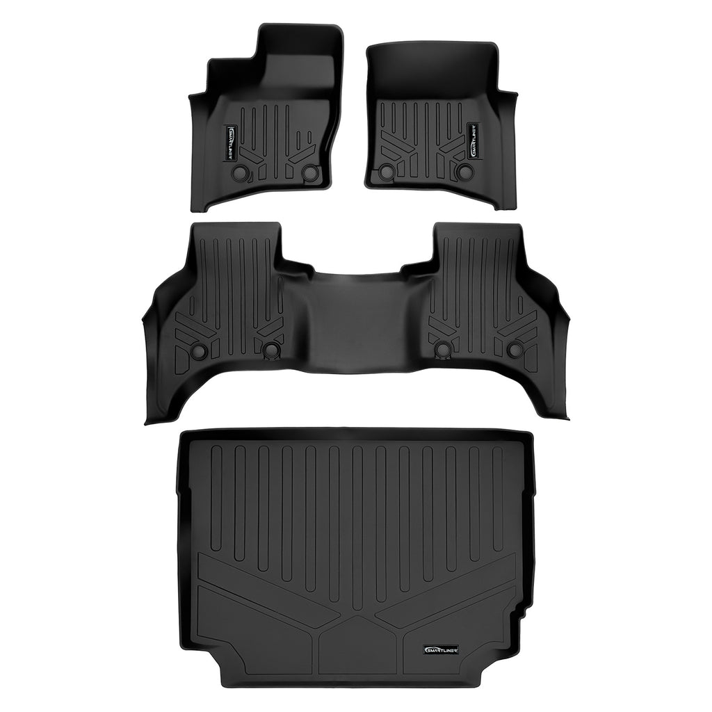 SMARTLINER All Weather Custom Fit 2 Row Floor Mats & Cargo Liner Behind the 2nd Row Set Compatible With 2020-2022 Range Rover Defender 110 (SA0564/B0564/D0564)