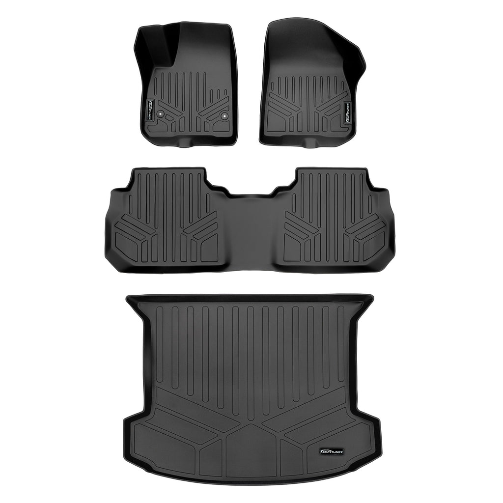 SMARTLINER Custom Fit All Weather Protection Black 2 Row Floor Liners & Cargo Liner behind the 2nd Row Seats Compatible With 2017-2025 Cadillac XT5 (SA0243/B0243/D0243)
