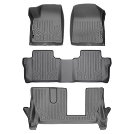 SMARTLINER Custom Fit Floor Mats 3 Row Liner Set Grey Compatible With 2017-2021 GMC Acadia with 2nd Row Bench Seat (SA2230/B2248/C2248)
