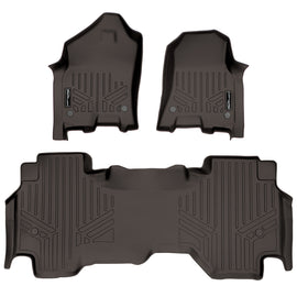 SMARTLINER Custom Fit Floor Mats 2 Row Liner Set Cocoa Compatible With 2019-21 Ram 1500 Quad Cab with 1st Row Captain Seat or Bench Seats (SA3369/B3370)