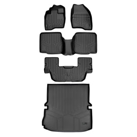 SMARTLINER Floor Mats 3 Rows and Cargo Liner Behind 2nd Row Set Black Compatible With 2015-2016 Explorer without 2nd Row Center Console (SA0161/B0082/C0082/D0082)