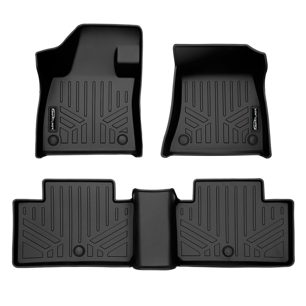 SMARTLINER Custom Fit All Weather 2 Row Black Floor Mat Liner Set Compatible With 2022-2023 Infiniti QX55/2019-2020 Infiniti QX50 (SA0587/B0587)