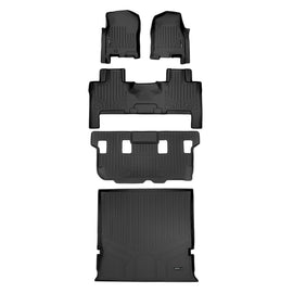 SMARTLINER Floor Mats and Cargo Liner Behind 2nd Row Set Compatible With 2007-10 Expedition/Navigator with 2nd Row Bench Seat or Console (SA0346/B0183/C0183/D0183)