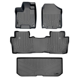 SMARTLINER Custom Fit Floor Mats 2 Rows and Cargo Liner Behind 3rd Row Set Grey Compatible With 2016-2022 Honda Pilot (SA2200/B2200/E2200)
