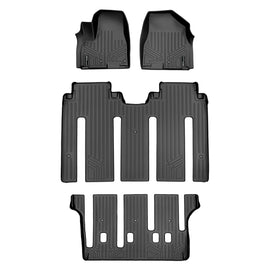 SMARTLINER Custom Fit Floor Mats 3 Row Liner Set Black Compatible With 2015-2021 Kia Sedona 7 Passenger Model Only (SA0203/B0239/C0239)