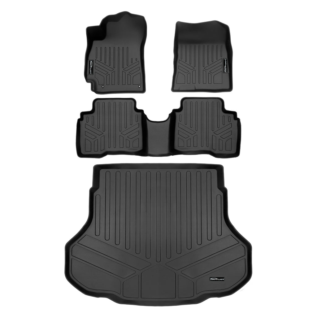 SMARTLINER Custom Fit All Weather Black 2 Row Floor Mats and Cargo Liner Set Compatible With 2021-2024 Hyundai Elantra (SA0538/B0645/D0538)