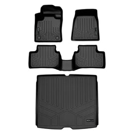 SMARTLINER Custom Fit All Weather 2 Row Floor Mats & Cargo Liner Set Black Compatible With 2022-2023 Volvo C40 Recharge (SA0635/B0617/D0588)