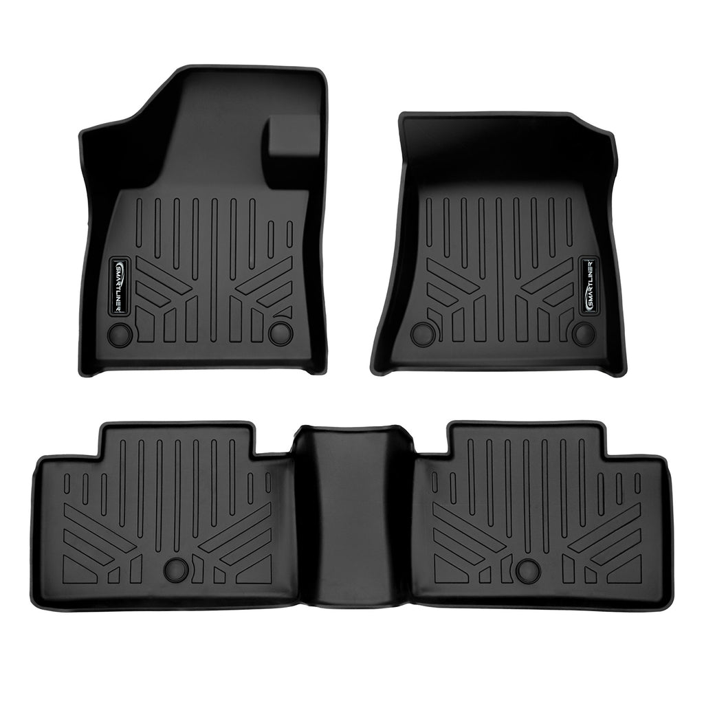SMARTLINER Custom Fit All Weather Floor Mats 2 Row Liner Set Black Compatible With 2021-2024 Infiniti QX50 (SA0587/B0602)