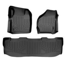 Load image into Gallery viewer, SMARTLINER Custom Fit Floor Mats 2 Row Liner Set Black Compatible With 2008-2010 Ford F-250 / F-350 / F-450 Super Duty Crew Cab (SA0177/B0176)