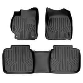 SMARTLINER Custom Fit Floor Mats 2 Row Liner Set Black Compatible With 2012-2015 Toyota Camry - All Models (SA0102/B0102)