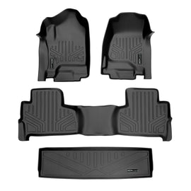 SMARTLINER Custom Fit Floor Mats 2 Rows and Cargo Liner Behind 3rd Row Set Black Compatible With 2015-2020 Chevy Tahoe / GMC Yukon (SA0136/B0153/E0153)