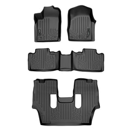 SMARTLINER Floor Mats 3 Row Liner Set Black Compatible With 13-16 Dodge Durango with First Row Dual Floor Hooks and 2nd Row Bucket Seats (SA0127/B0071/C0233)