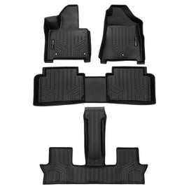 SMARTLINER Custom Fit All Weather Protection Black 3 Row Floor Liners Compatible With 2024-2025 Hyundai Santa Fe (SA0742/B0742/C0742)