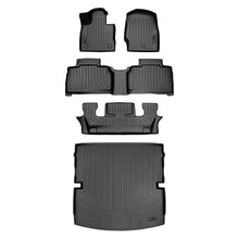 Load image into Gallery viewer, SMARTLINER Floor Mats 3 Rows - Cargo Liner Behind 2nd Row Set Black 2020-2023 Explorer Only Fits 6 Passenger Models W/ Bucket Seat (SA0423/B0423/C0423/D0423)