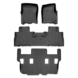 SMARTLINER Floor Mats 3 Row Liner Set Black Compatible With 2011-2017 Expedition / Navigator with 2nd Row Bucket Seats without Console (SA0183/B0303/C0184)