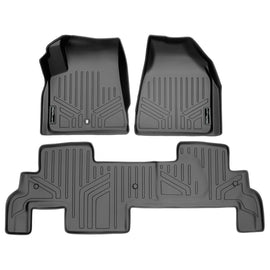 SMARTLINER Custom Fit Floor Mats 2 Row Liner Set Grey Compatible With Traverse / Enclave / Acadia / Outlook with 2nd Row Bench Seats (SA2043/B2043)