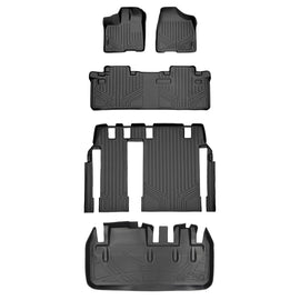 SMARTLINER Custom Floor Mats 3 Rows and Cargo Liner Behind 3rd Row Set Black Compatible With 2011-2012 Toyota Sienna 8 Passenger Model (SA0083/B0083/C0229/D0128)