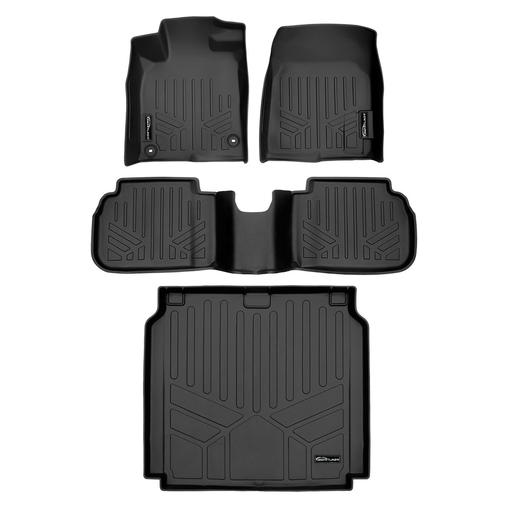 SMARTLINER Custom Fit All Weather Protection Black 2 Row Floor Liners & Cargo Liner behind the 2nd Row Seats Compatible With 2023-2025 Acura Integra (SA0586/B0597/D0681)