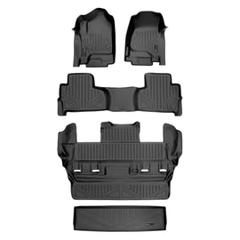 SMARTLINER Custom Fit Floor Mats 3 Rows and Cargo Liner Behind 3rd Row Set Black Compatible With 2015-2020 Chevy Tahoe / GMC Yukon (SA0136/B0153/C0153/E0153)