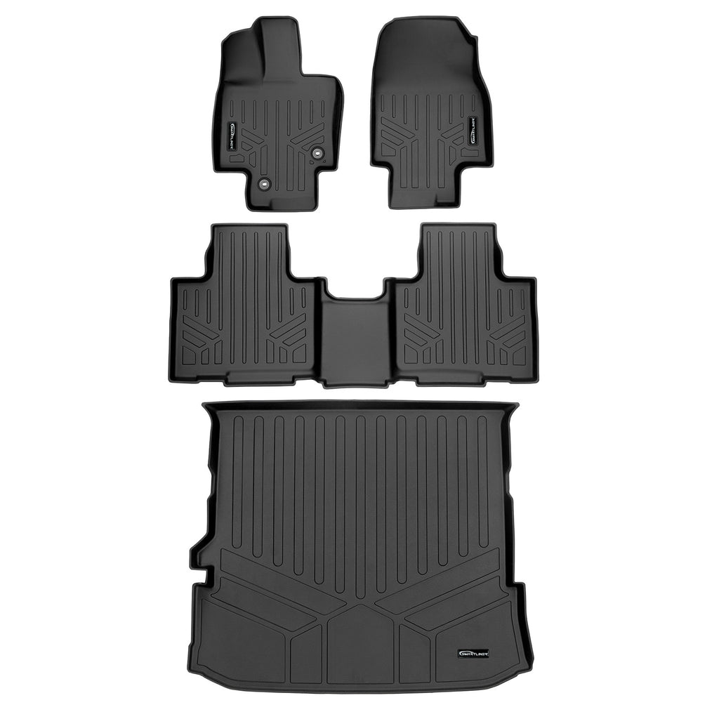 SMARTLINER 2 Row Floor Mats & Cargo Liner Behind 2nd Row Compatible With 2020-2022 Toyota Highlander (SA0500/B0522/D0515)