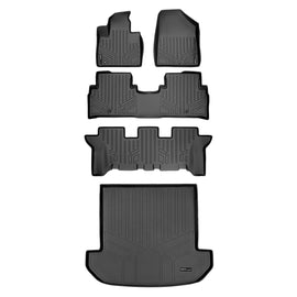 SMARTLINER Custom Fit Floor Mats 3 Rows and Cargo Liner Set Black Compatible With 2016-2020 Kia Sorento 7 Passenger Model Only (SA0191/B0191/C0191/D0191)