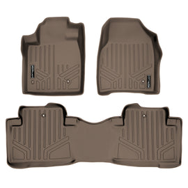 SMARTLINER Custom Fit Floor Mats 2 Row Liner Set Tan Compatible With 2009-2015 Honda Pilot (SA1036/B1036)
