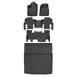 SMARTLINER All Weather Custom Fit Black 3 Row & Cargo Liner Behind the 2nd Row Floor Mat Liner Set Compatible With 2022-2023 Jeep Grand Wagoneer (SA0573/B0589/C0589/D0580)
