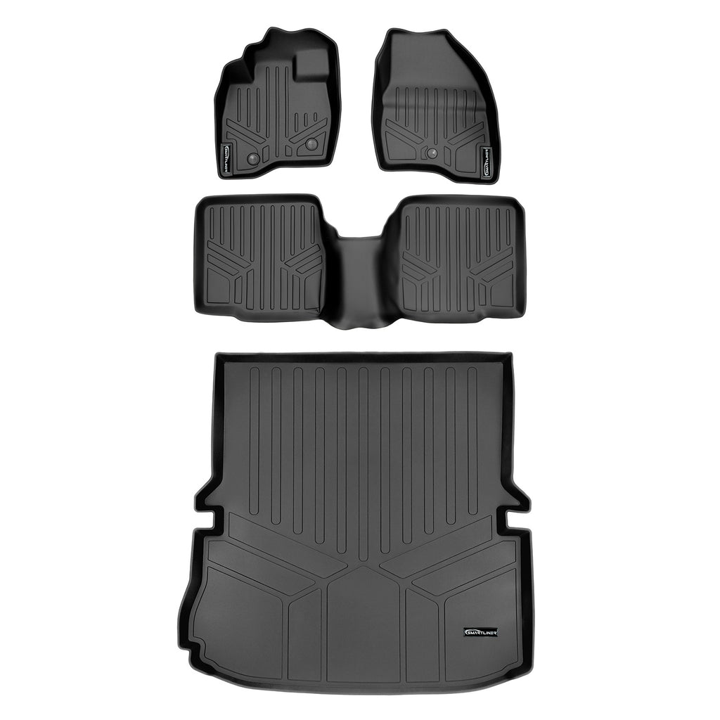 SMARTLINER Floor Mats 2 Rows and Cargo Liner Behind 2nd Row Black Compatible With 2011-2014 Ford Explorer without 2nd Row Center Console (SA0082/B0082/D0082)
