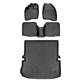SMARTLINER Floor Mats 2 Rows and Cargo Liner Behind 2nd Row Black Compatible With 2011-2014 Ford Explorer without 2nd Row Center Console (SA0082/B0082/D0082)