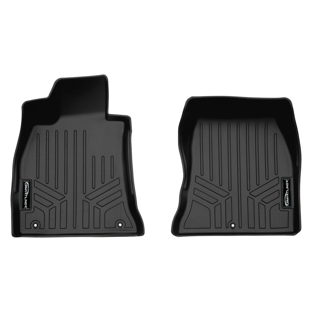 SMARTLINER Custom Fit All Weather 1st Row Black Floor Mat Liner Set Compatible With 2018-2023 Kia Stinger Models) (SA0554)