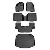 SMARTLINER Floor Mats 3 Rows and Cargo Liner Behind 3rd Row Set Black Compatible With 2015-2016 Ford Explorer with 2nd Row Center Console (SA0161/B0109/C0082/E0082)