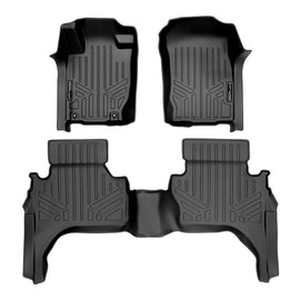 SMARTLINER Custom Fit Floor Mats 2 Row Liner Set Black Compatible With 2015-2018 Mitsubishi L200 Crew Cab (SA0324/B0324)