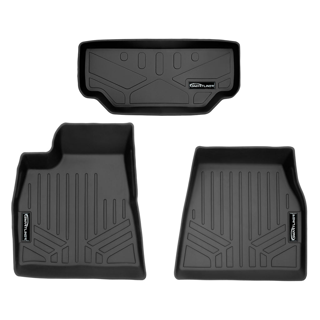 SMARTLINER All Weather Custom Fit Black 1st Row and Front Trunk Liner Compatible With 2021-2023 Tesla Model S (SA0368/F0368)