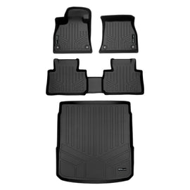 SMARTLINER Custom Fit All Weather Protection Black 2 Row Floor Liners & Cargo Liner behind the 2nd Row Seats Compatible With 2024-2025 Audi Q8 e-tron (SA0559/B0559/D0559-N3)