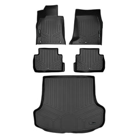 SMARTLINER Custom Fit All Weather 2 Row Floor Mats & Cargo Liner Set Black Compatible With 2018-2023 Kia Stinger Models) (SA0685/B0554/D0554)