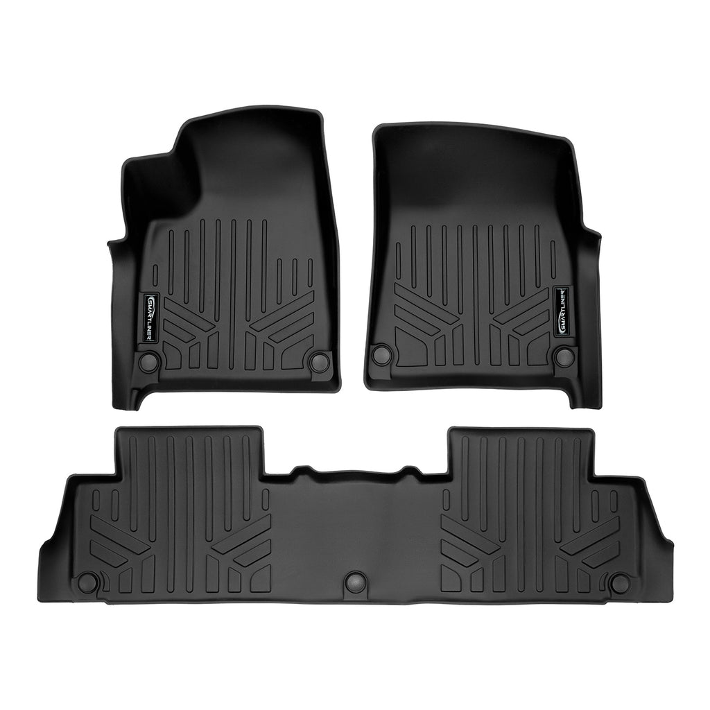 SMARTLINER All Weather Custom Fit Black 2 Row Floor Mat Liner Set Compatible With 2022-2024 Rivian R1S SUV (SA0615/B0698)