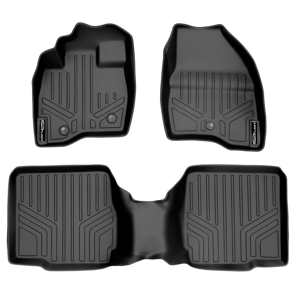 SMARTLINER Custom Fit Floor Mats 2 Row Liner Set Black Compatible With 2017-2019 Ford Explorer with 2nd Row Center Console (SA0245/B0109)