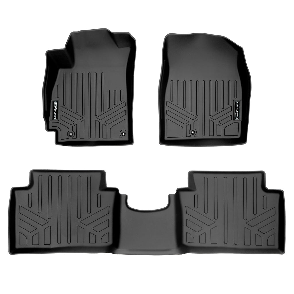 SMARTLINER Custom Fit All Weather Protection Black 2 Row Floor Liners Compatible With 2019-2022 Hyundai Veloster / Veloster N (SA0406/B0406)