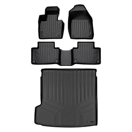 SMARTLINER Floor Mats 2 Rows and Cargo Liner Behind 2nd Row Set Black Compatible With 2020-2023 Volvo XC90 (SA0223/B0633/D0223)