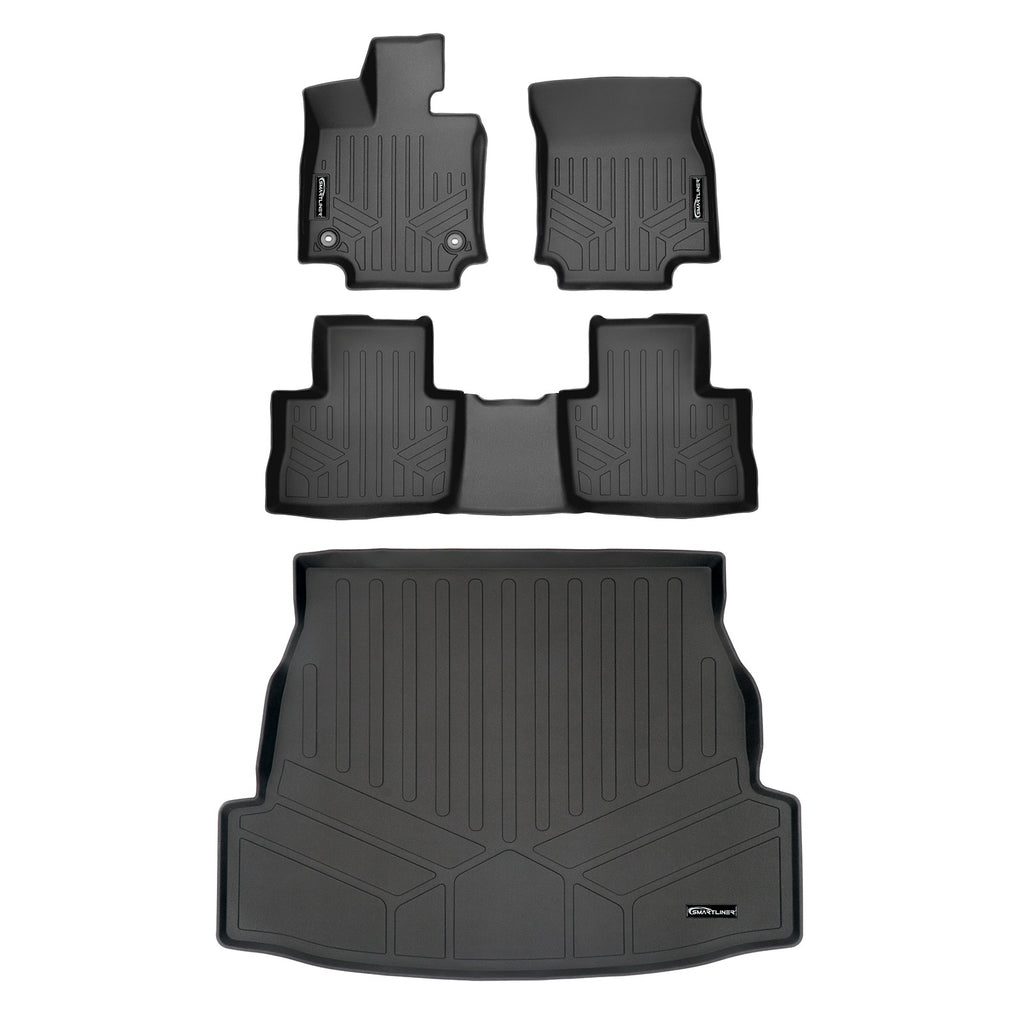 SMARTLINER Custom Fit Floor Mats 2 Rows and Cargo Liner Trunk Set Black Compatible With 2019-2023 Toyota RAV4 - No Hybrid Models (SA0418/B0418/D0418)
