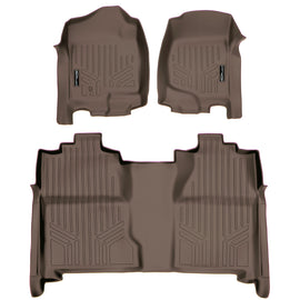 SMARTLINER Floor Mats 2 Row Liner Set Tan Compatible With 2007-2013 Silverado/Sierra 1500 Crew Cab - 2007-2014 2500/3500 HD Crew Cab (SA1015/B1020)