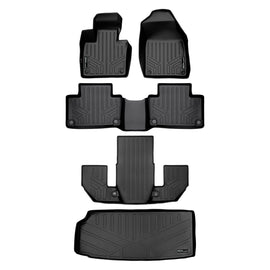 SMARTLINER Floor Mats 3 Rows and Cargo Liner Behind 3rd Row Set Black Compatible With 2020-2023 Volvo XC90 (SA0223/B0633/C0633/E0223)
