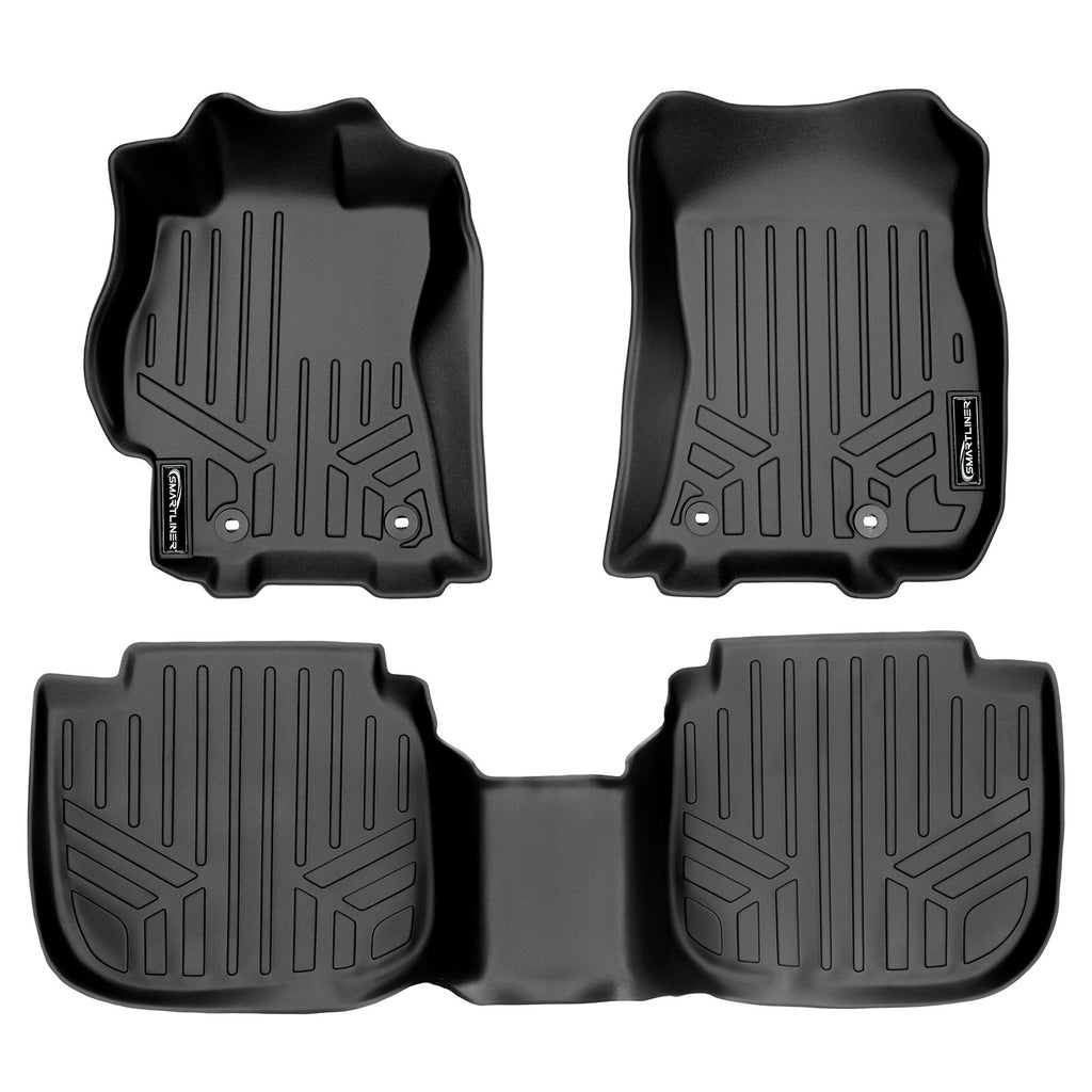 SMARTLINER Custom Fit Floor Mats 2 Row Liner Set Black Compatible With 2015-2019 Subaru Outback / Legacy (SA0170/B0170)