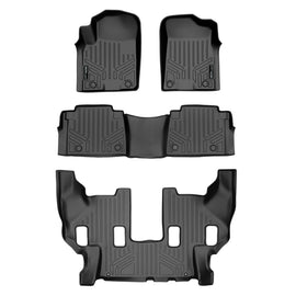 SMARTLINER Custom Fit All Weather Protection Black 3 Row Floor Liners Compatible With 2019-2024 Infiniti QX80 (SA0504/B0504/C0242)