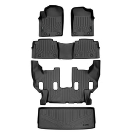 SMARTLINER Custom Fit All Weather Protection Black 3 Row Floor Liners & Cargo Liner behind the 3rd Row Seats Compatible With 2019-2024 Infiniti QX80 (SA0504/B0504/C0242/E0242)