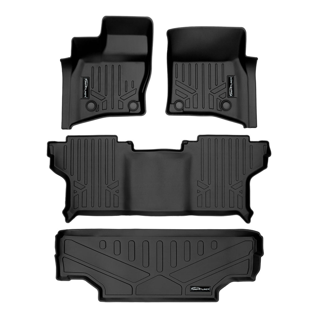 SMARTLINER All Weather Custom Fit 2 Row Floor Mats & Cargo Liner Behind the 2nd Row Set Compatible With 2020-2023 Range Rover Defender 90 (SA0564/B0626/D0626)