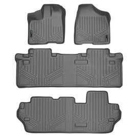 SMARTLINER Custom Fit Floor Mats 3 Row Liner Set Grey Compatible With 2011-2012 Toyota Sienna 8 Passenger Model Only (SA2083/B2083/C2083)