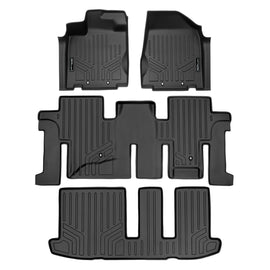 SMARTLINER Custom Fit All Weather Protection Black 3 Row Floor Liners Compatible With 2014-2020 Infiniti QX60 (SA0131/B0131/C0131)