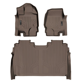 SMARTLINER Custom Fit Floor Mats 2 Row Liner Set Tan Compatible With 2015-2022 Ford F-150 SuperCrew Cab with 1st Row Bucket Seats (SA1167/B1167)