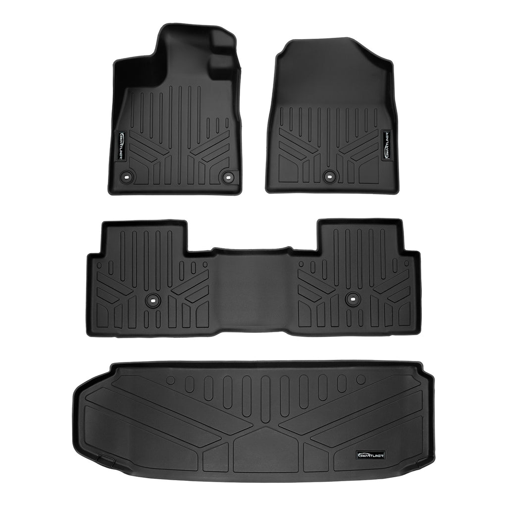 SMARTLINER Custom Fit All Weather Protection Black 2 Rows and Cargo Liner Behind 3rd Row Set Compatible With 2023-2025 Honda Pilot (SA0688/B0688/E0688)